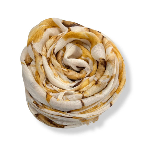 Scarf, Ginko Leaves Print Yellow