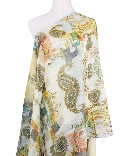 Scarf, Olive-Multi Paisley Art Work