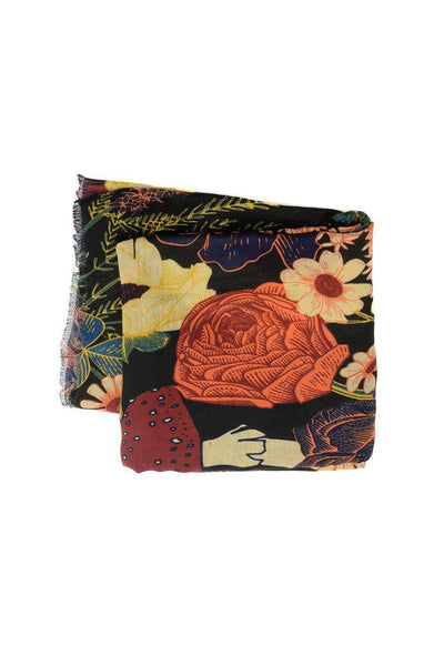 Scarf, Floral Toadstool Black