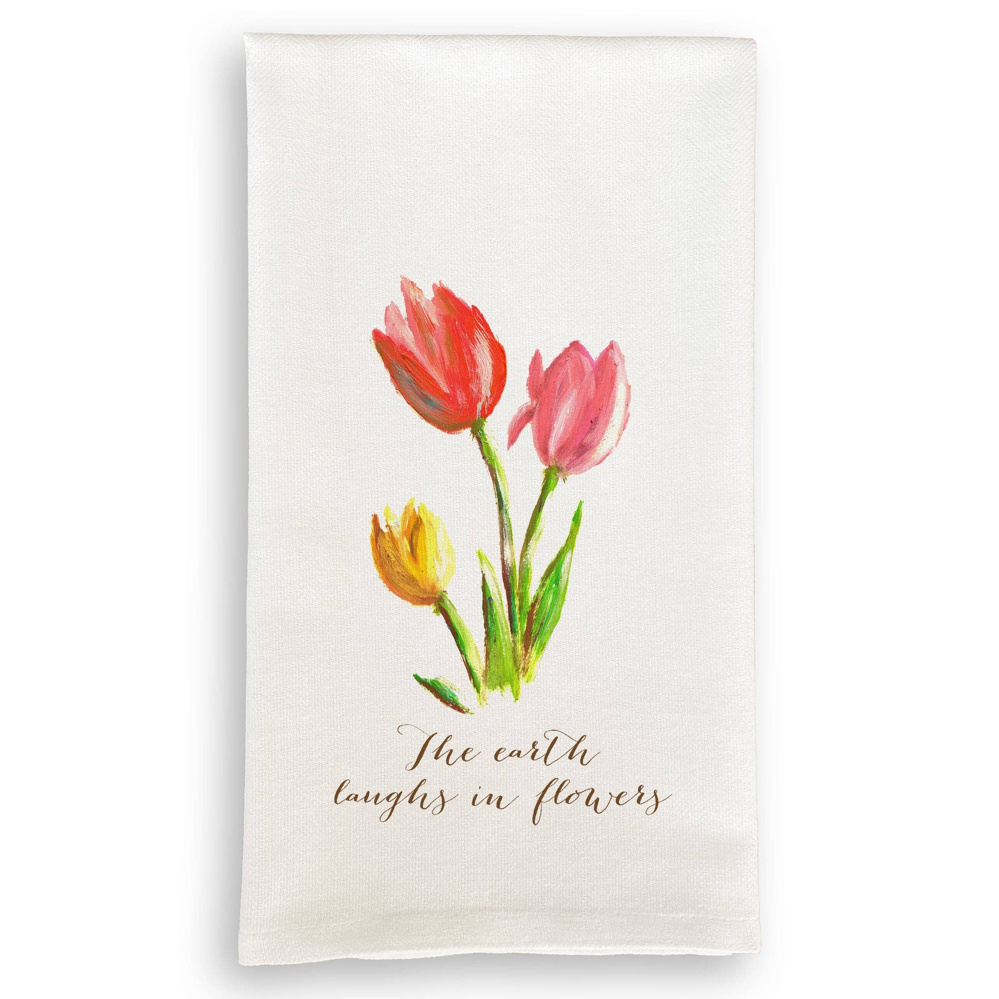 Tea Towel, Three Tulips, The Earth Laughs in Flowers