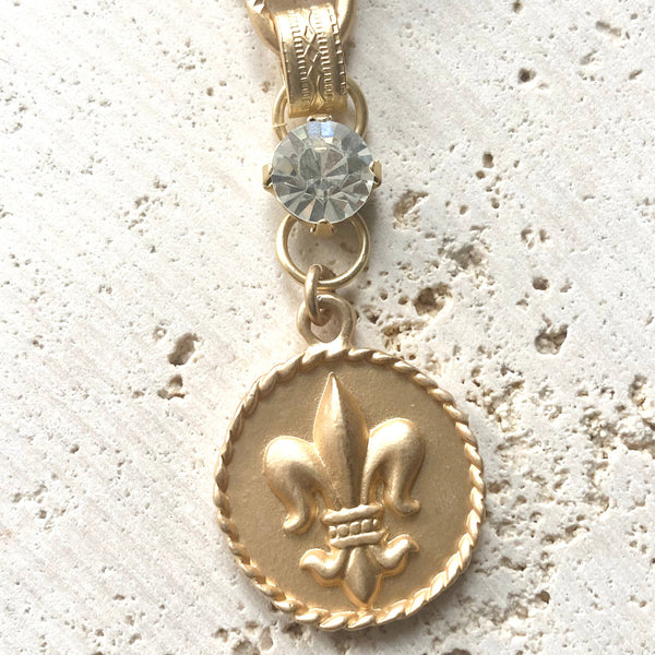 Necklace, Fleur de lys Coin Pendant