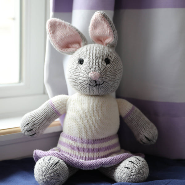 Plush, Knit Grey Bunny With Skirt