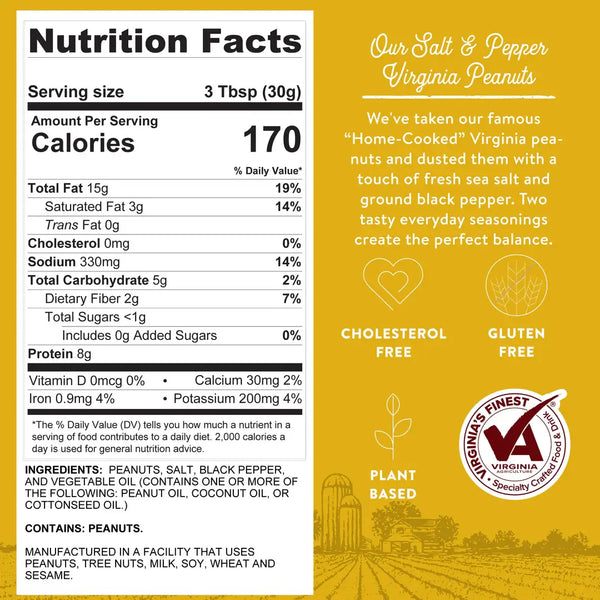 Peanuts, Salt & Ground Pepper Virginia Peanuts 12 oz.