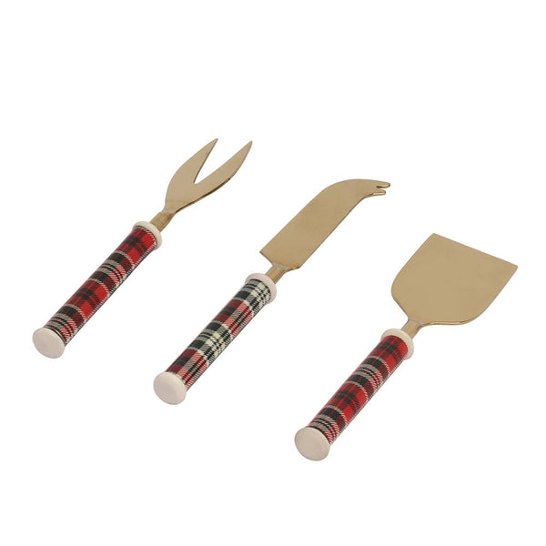 Plaid Enamel Cheese Set