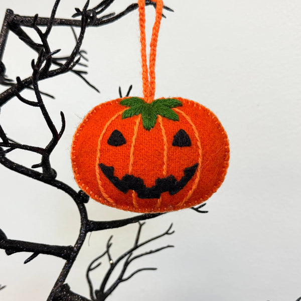 Ornament, Felt Classic Jack-O-Lantern Pumpkin