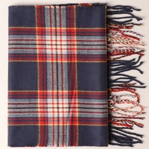 Scarf, Plaid Cashmere Feel, Navy/Red