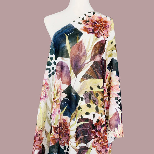 Scarf, Burgundy-Multi Floral
