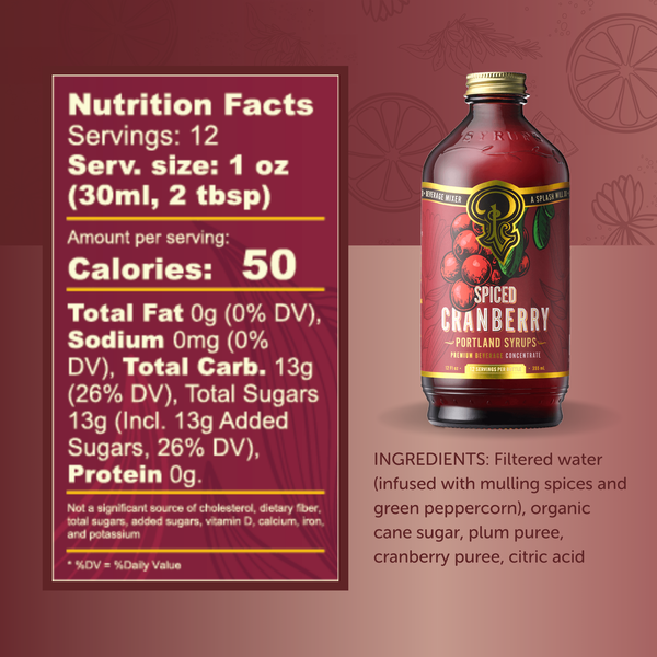 Bar/Beverage Mixer: Spiced Cranberry Syrup 12 oz