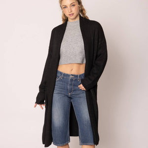 Cardigan, Long Knitted Shawl, One Size Black