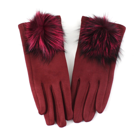 Gloves, Pom Pom, Red