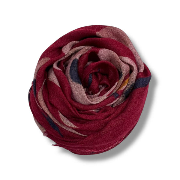 Scarf, Narcisses Flower Print Red
