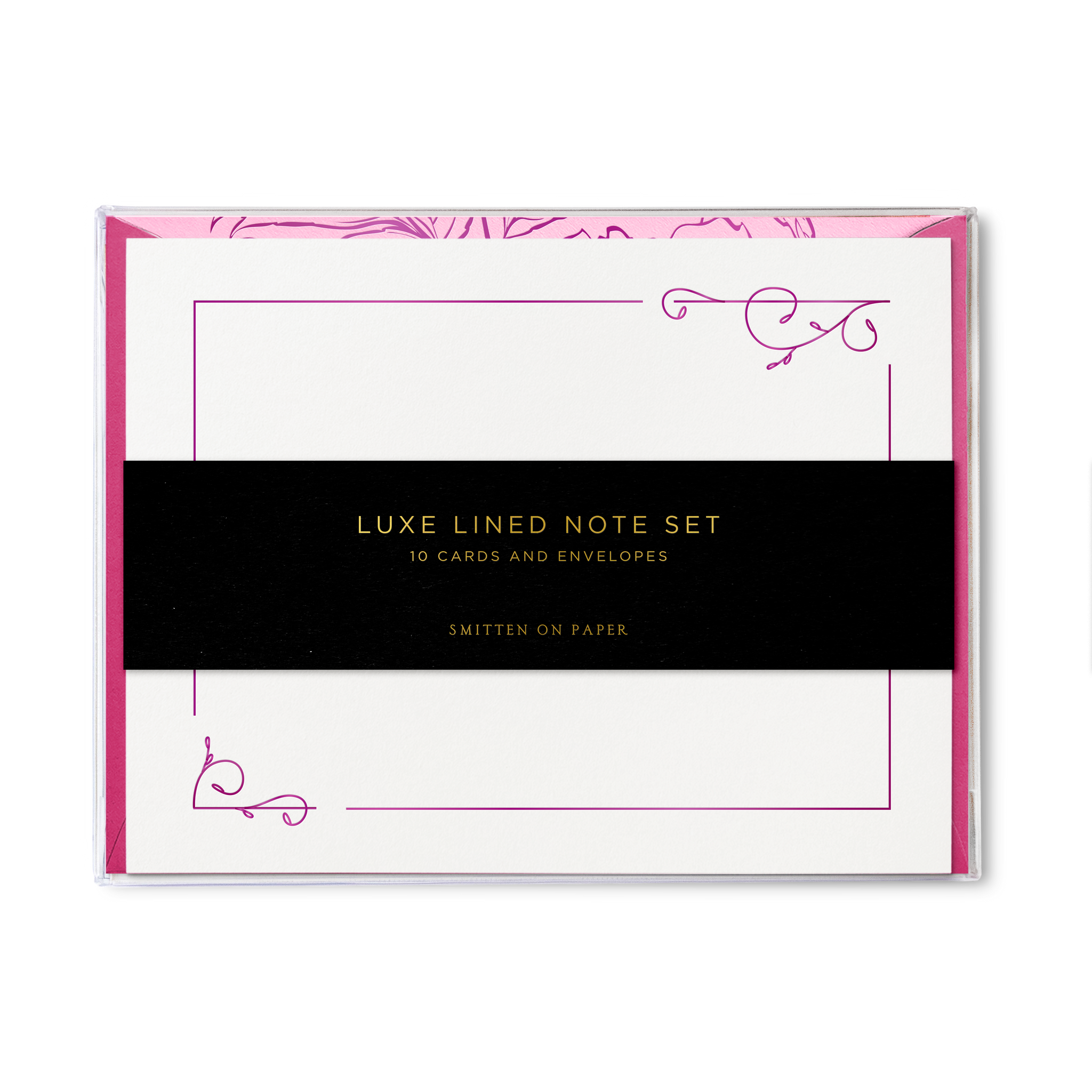 Luxe Lined Note Set, Peony Berry