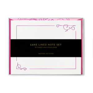 Luxe Lined Note Set, Peony Berry