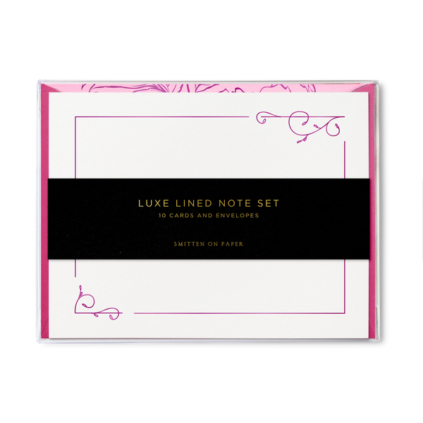 Luxe Lined Note Set, Peony Berry