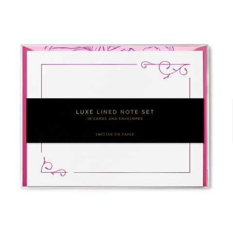 Luxe Lined Note Set, Peony Berry