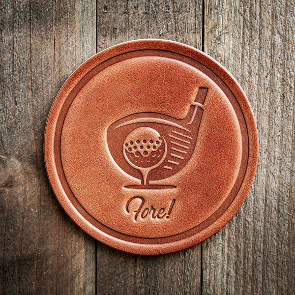 Leather Coaster, Fore! Golf