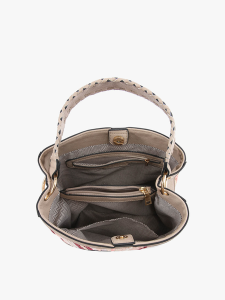 Purse, Maude Quilted Satchel: Grey Taupe