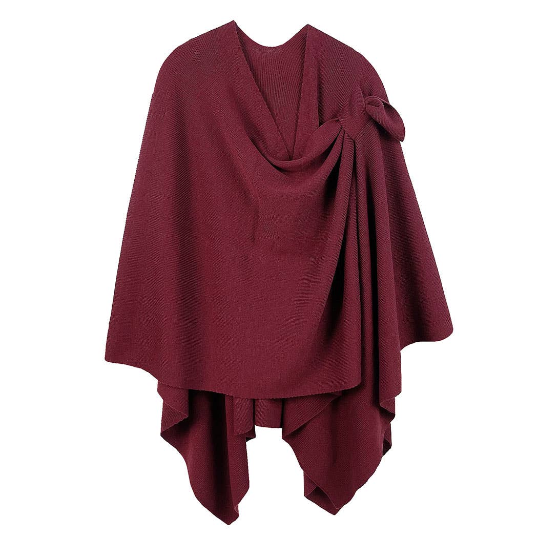 Ruana with Shoulder Strap,Burgundy
