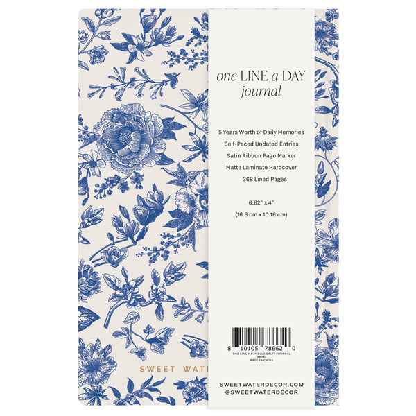 Journal, One Line a Day Blue Flowers