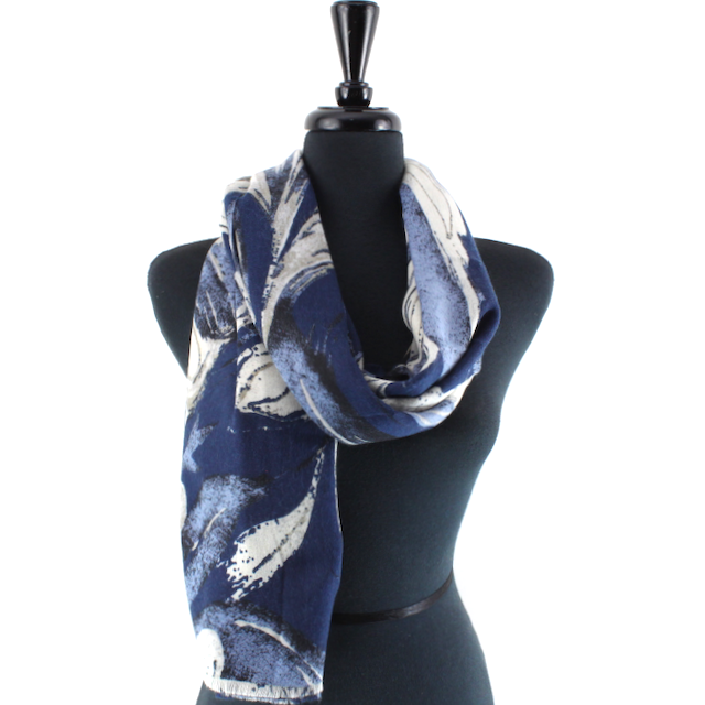 Scarf, Fall Print, Blue