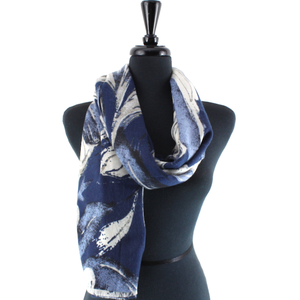 Scarf, Fall Print, Blue