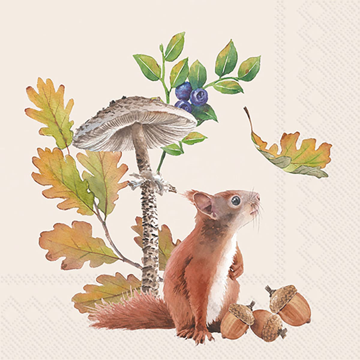 Napkins, Cocktail, Fall Squirrel