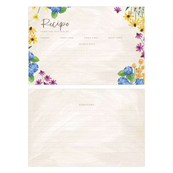 Vintage Blooms Floral Tin Recipe Box with Cards