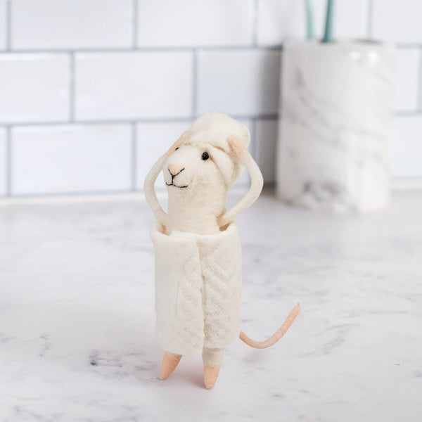 Ornament, Felt, Bathtime Mouse Critter