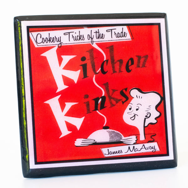 Coaster Set, Funny Vintage Cookbook Cover Kitchen