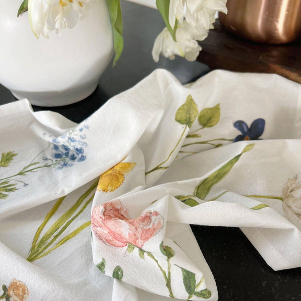 Tea Towel, Flour Sack Garden Flowers