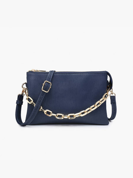 Crossbody, Izzy Textured w/ Chain Strap: Navy