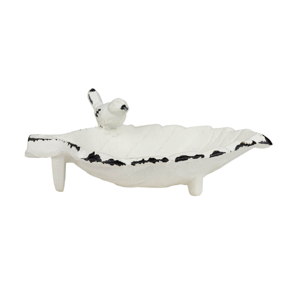 Trinket Tray White Cast Iron Bird