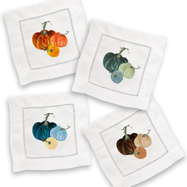 Linen Cocktail Napkin Set, The Perfect Pumpkins