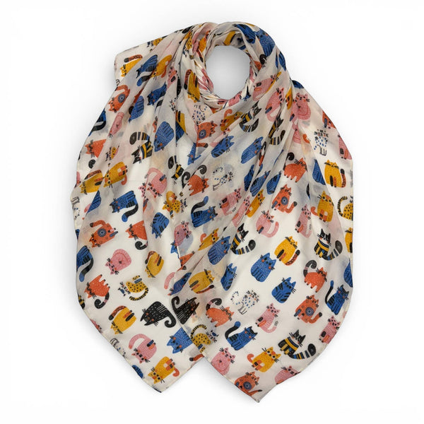 Scarf, Colorful Cat Pattern
