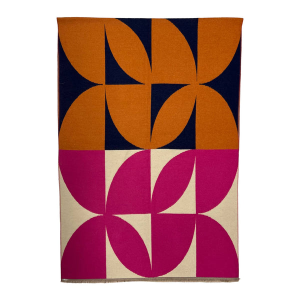 Scarf, Retro Cashmere Blend w/ Fringes: Pink/Red