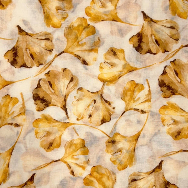 Scarf, Ginko Leaves Print Yellow