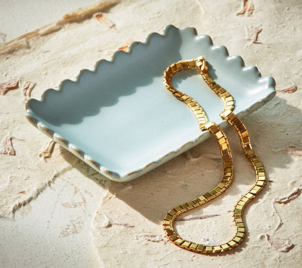 Trinket Scallop Rectangle Dish Light Blue
