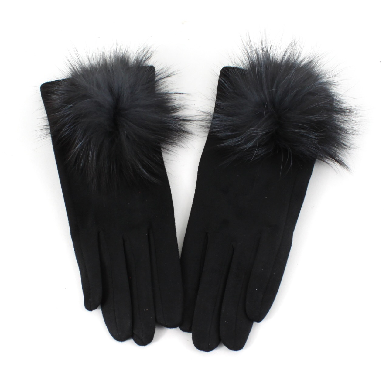 Gloves, Pom Pom, Black