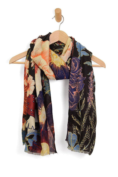 Scarf, Floral Toadstool Black