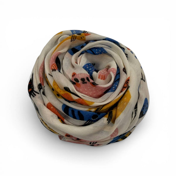 Scarf, Colorful Cat Pattern