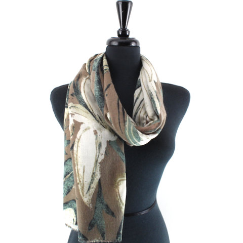 Scarf, Fall Print, Green