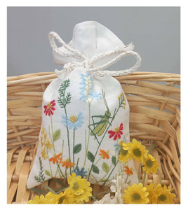Sachet, Embroidered - Florals/Cicada