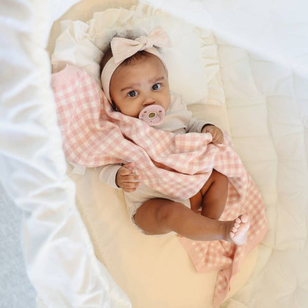 Baby Blanket, 100% Cotton Swaddle Receiving Plaid Pink