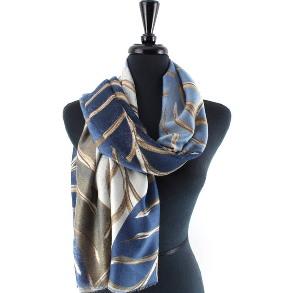 Scarf, Fall Print, Blue