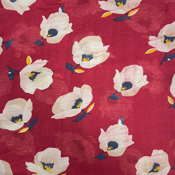 Scarf, Narcisses Flower Print Red