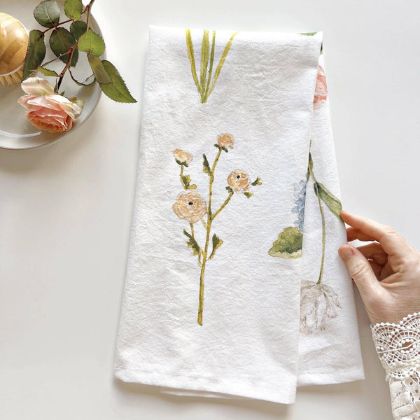 Tea Towel, Flour Sack Garden Flowers