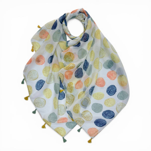 Scarf, Pastel Polka Dot with Tassels