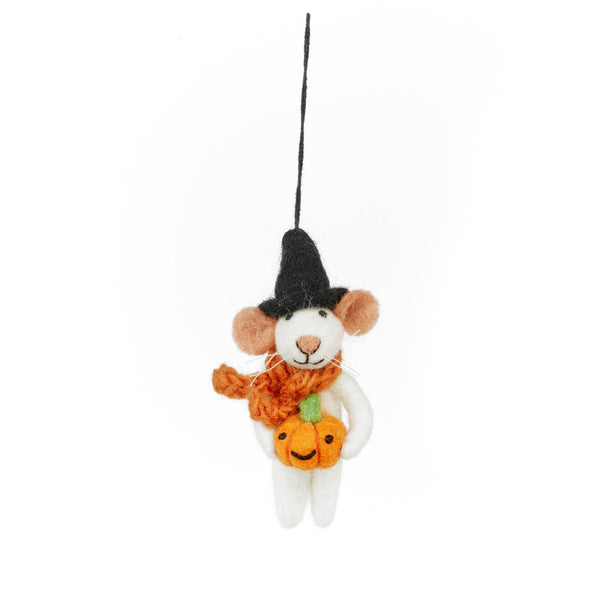 Ornament, Felt, Sabrina the Pumpkin Mouse