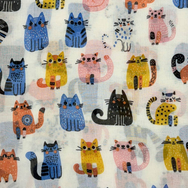 Scarf, Colorful Cat Pattern