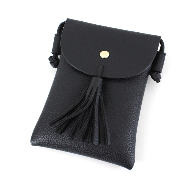 Crossbody Bag, w/Tassel Décor: Black